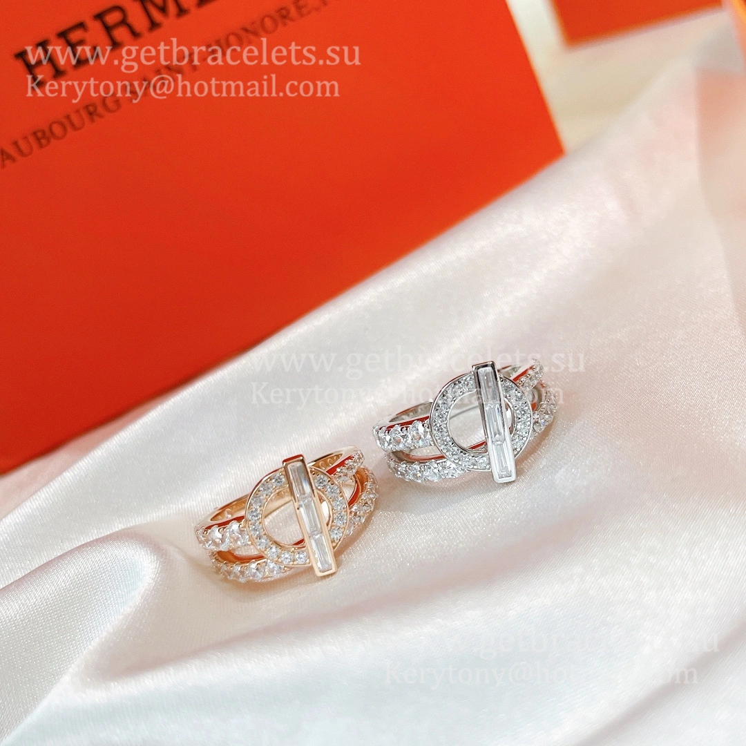 Hermes Echappee Double Ring Rose Gold White Gold UK Sale