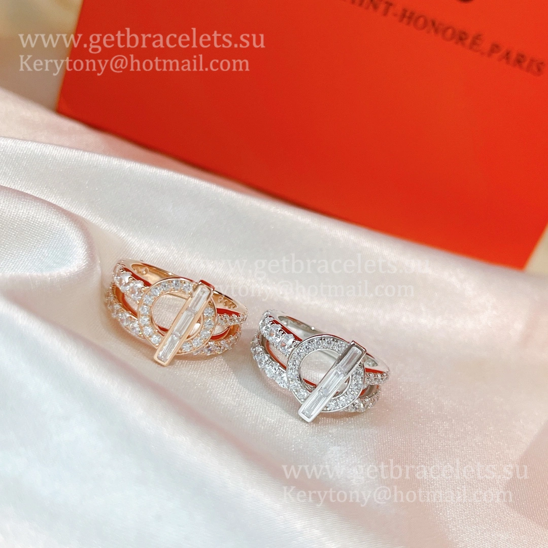 Hermes Echappee Double Ring Rose Gold White Gold UK Sale