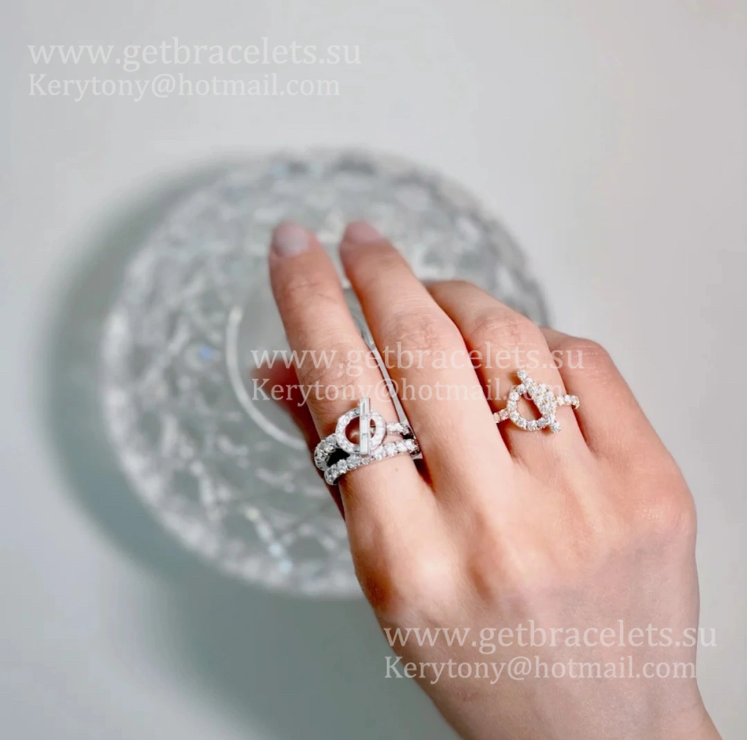 Hermes Echappee Double Ring Rose Gold White Gold UK Sale