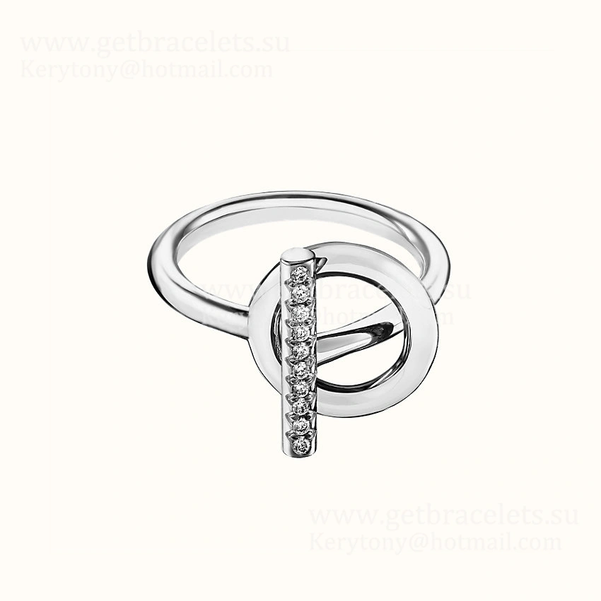 Hermes Echappee Hermes Ring with Diamonds White Gold Gift For Women