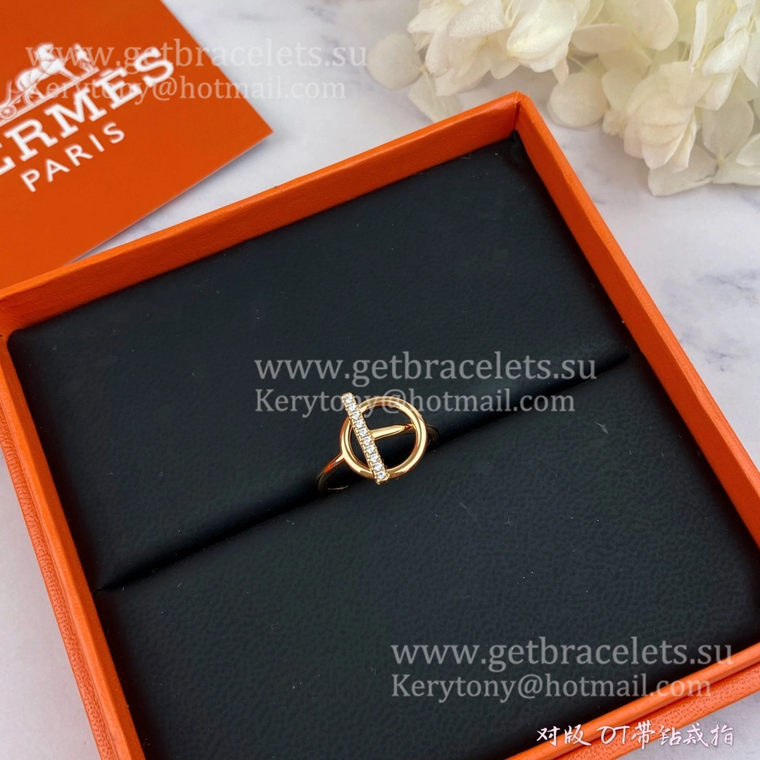 Hermes Echappee Hermes Ring with Diamonds White Gold Gift For Women