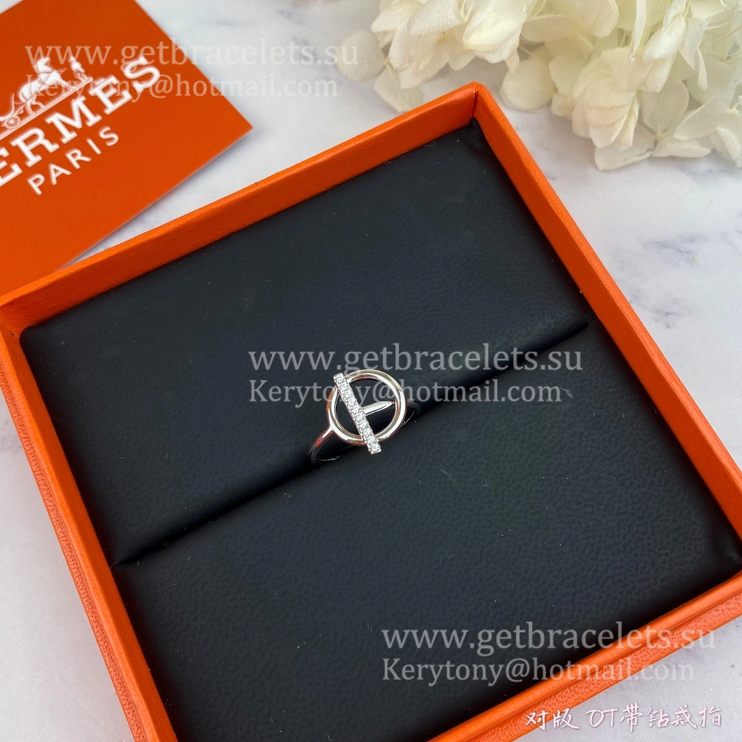 Hermes Echappee Hermes Ring with Diamonds White Gold Gift For Women