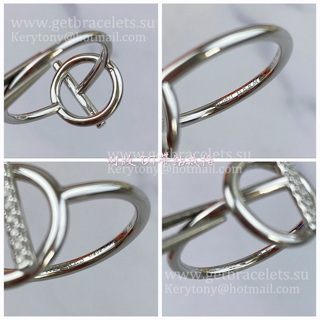 Hermes Echappee Hermes Ring with Diamonds White Gold Gift For Women