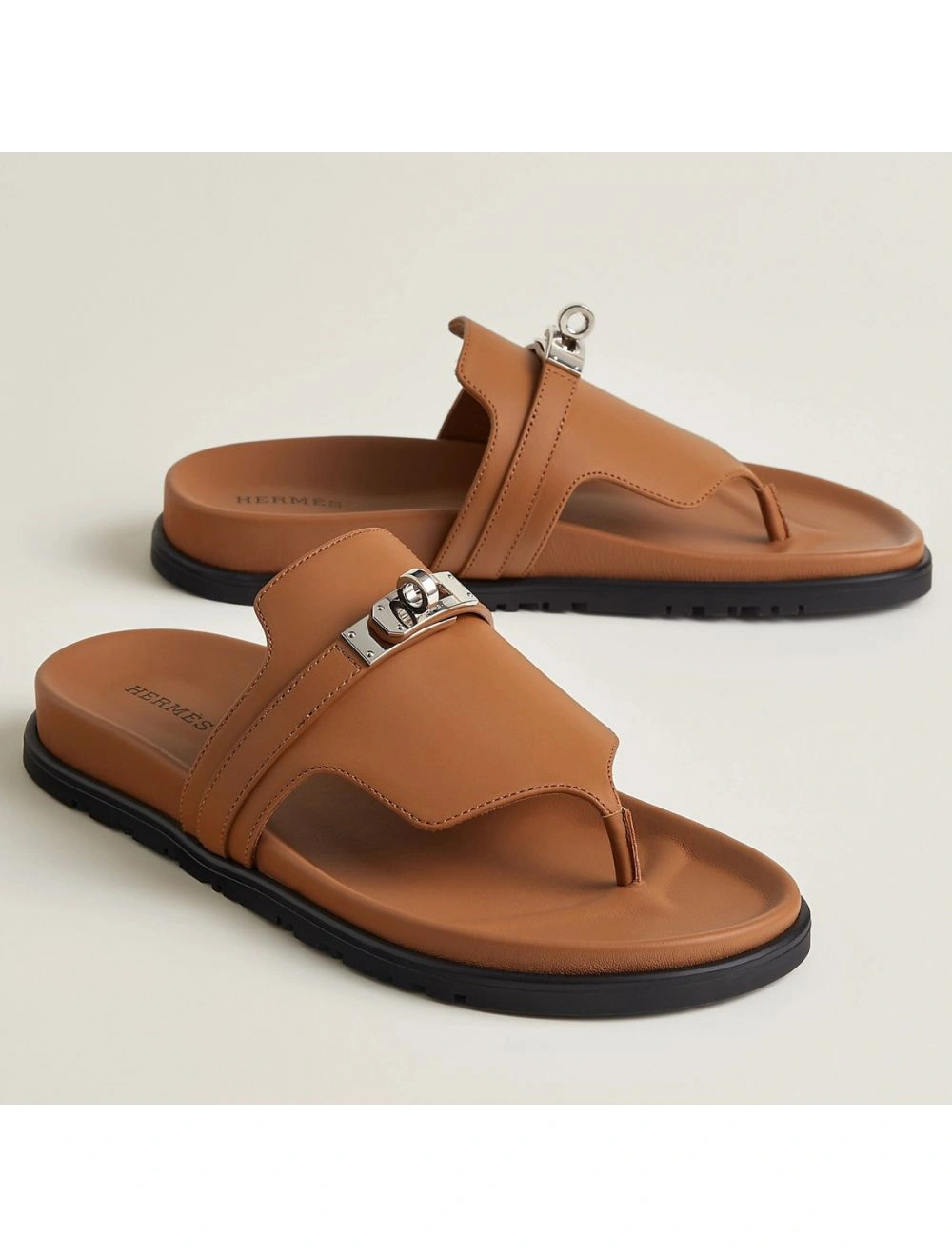 Hermes Empire Sandals in Brown Calfskin