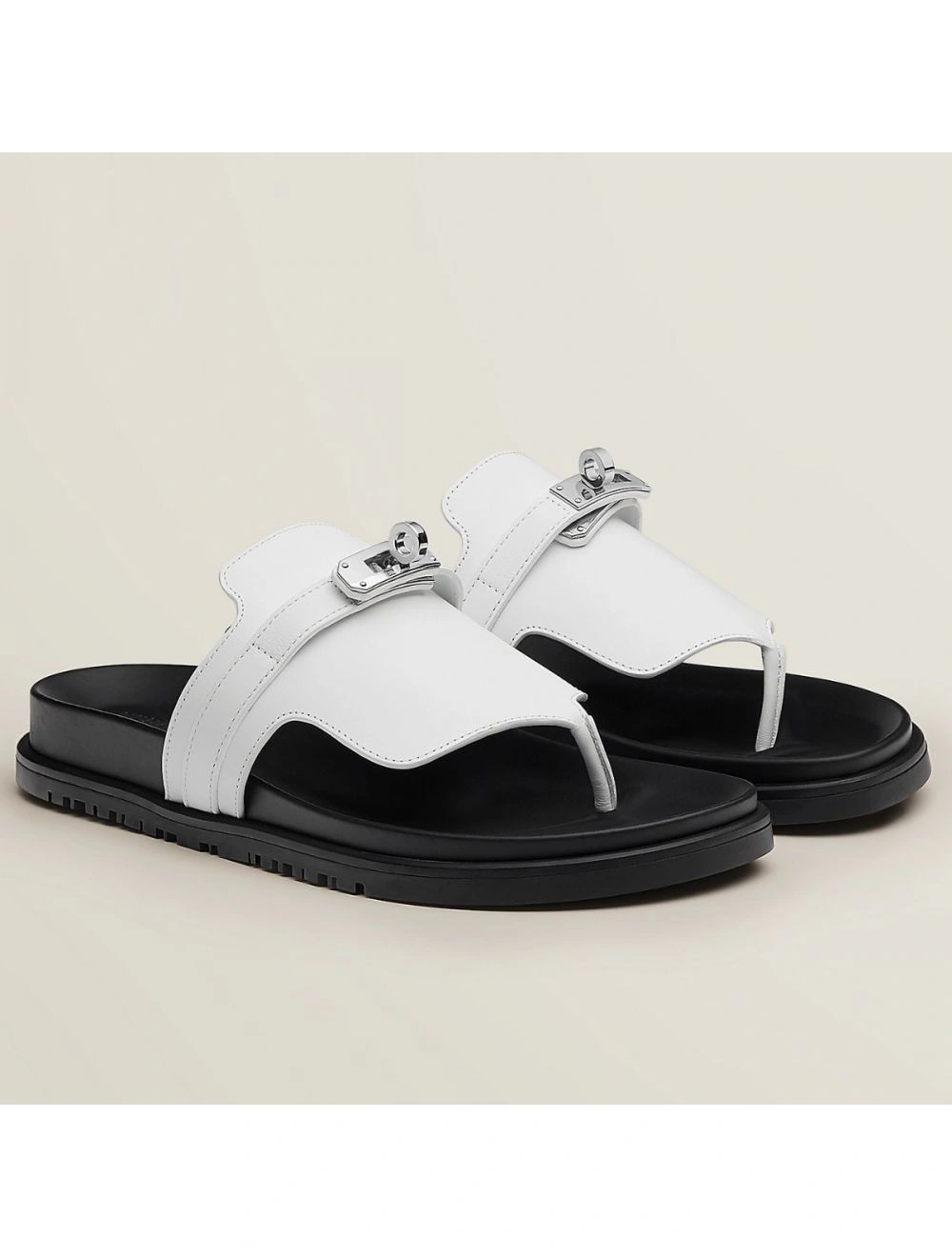 Hermes Empire Sandals in White Calfskin
