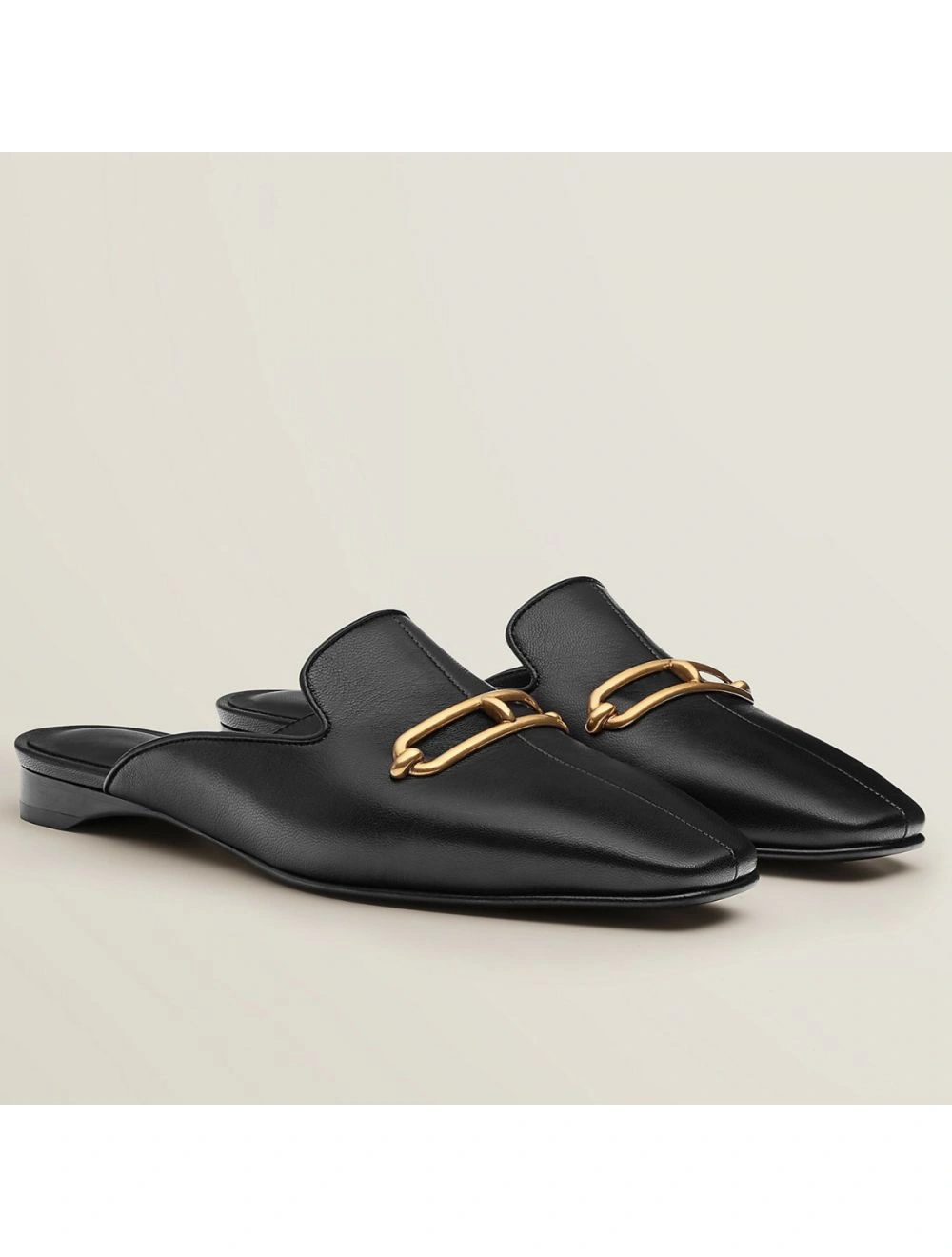 Hermes Esmee Mules in Black Calfskin