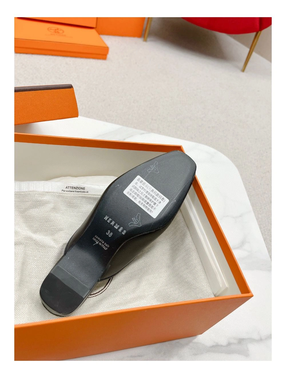 Hermes Esmee Mules in Black Calfskin