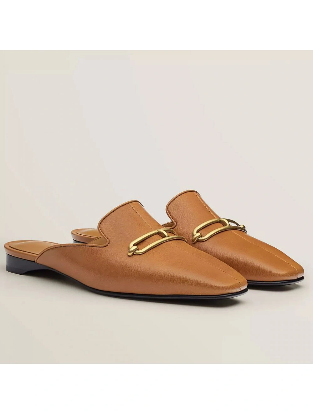 Hermes Esmee Mules in Brown Calfskin