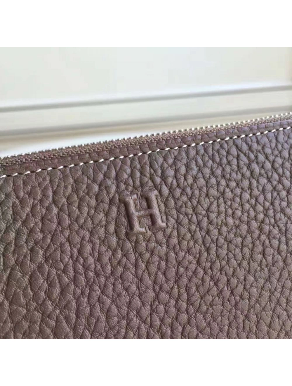 Hermes Etoupe Clemence Azap Zipped Wallet