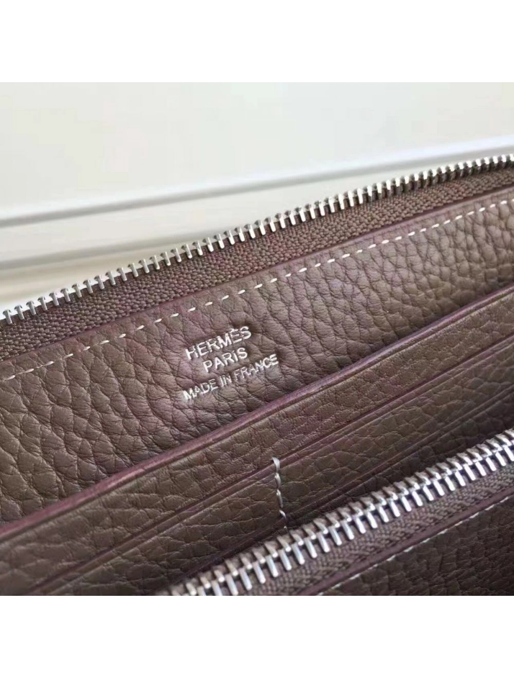 Hermes Etoupe Clemence Azap Zipped Wallet