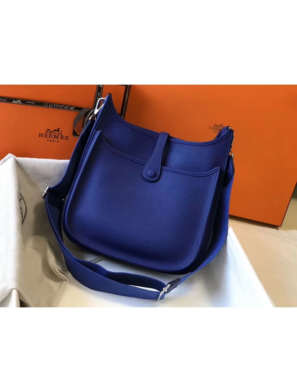 Hermes Evelyne III 29 PM Bag In Blue Electric Clemence Leather