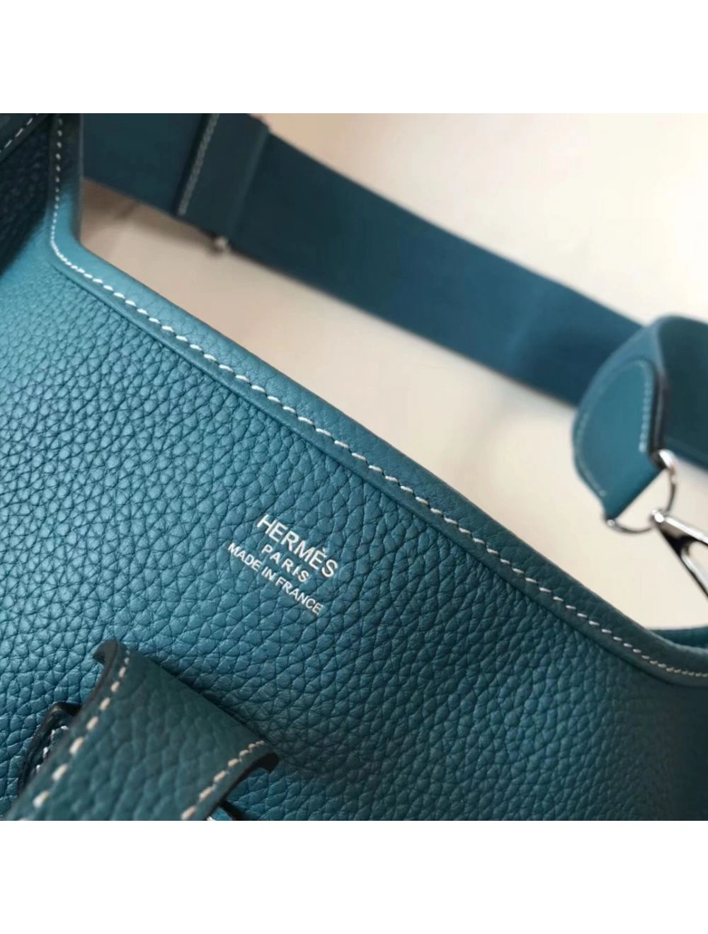 Hermes Evelyne III 29 PM Bag In Blue Jean Clemence Leather