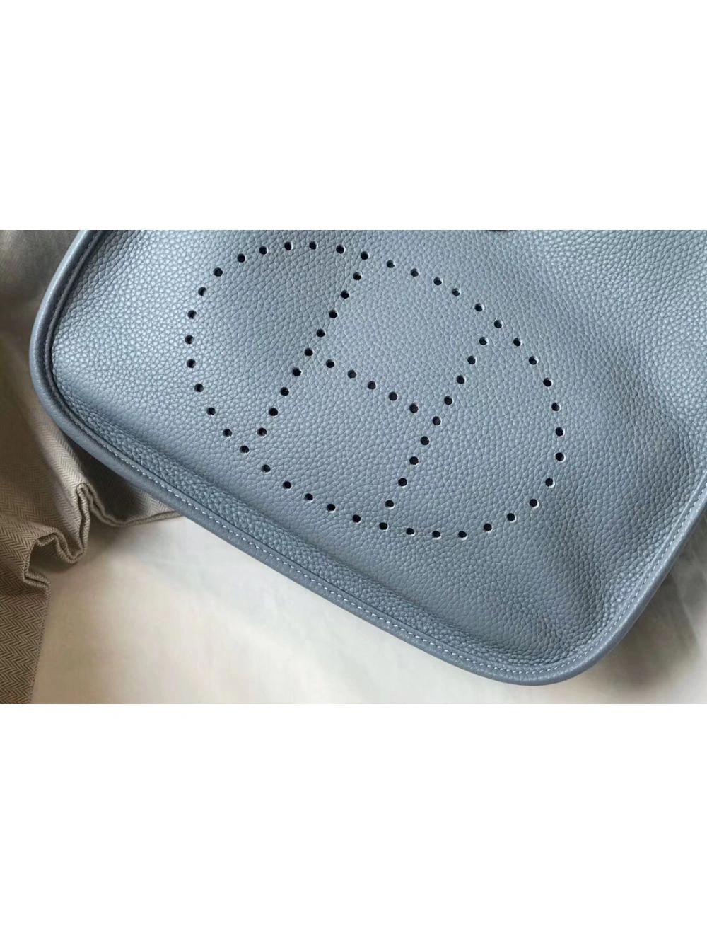 Hermes Evelyne III 29 PM Bag In Blue Lin Clemence Leather