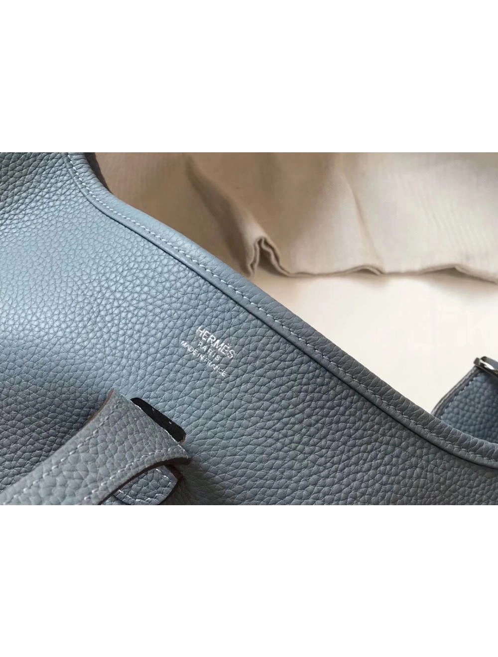 Hermes Evelyne III 29 PM Bag In Blue Lin Clemence Leather