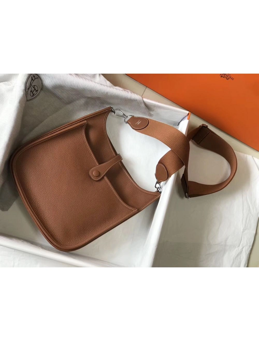 Hermes Evelyne III 29 PM Bag In Gold Clemence Leather