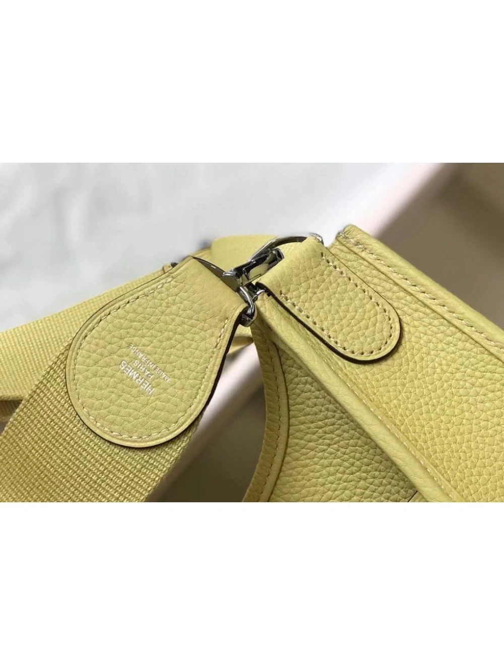 Hermes Evelyne III 29 PM Bag In Jaune Poussin Clemence Leather