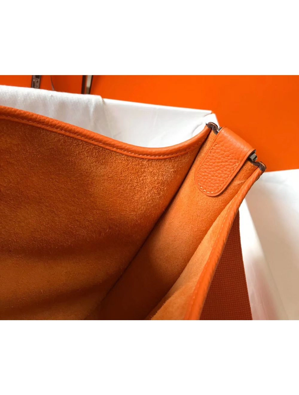 Hermes Evelyne III 29 PM Bag In Orange Clemence Leather