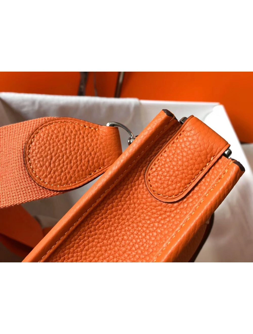 Hermes Evelyne III 29 PM Bag In Orange Clemence Leather