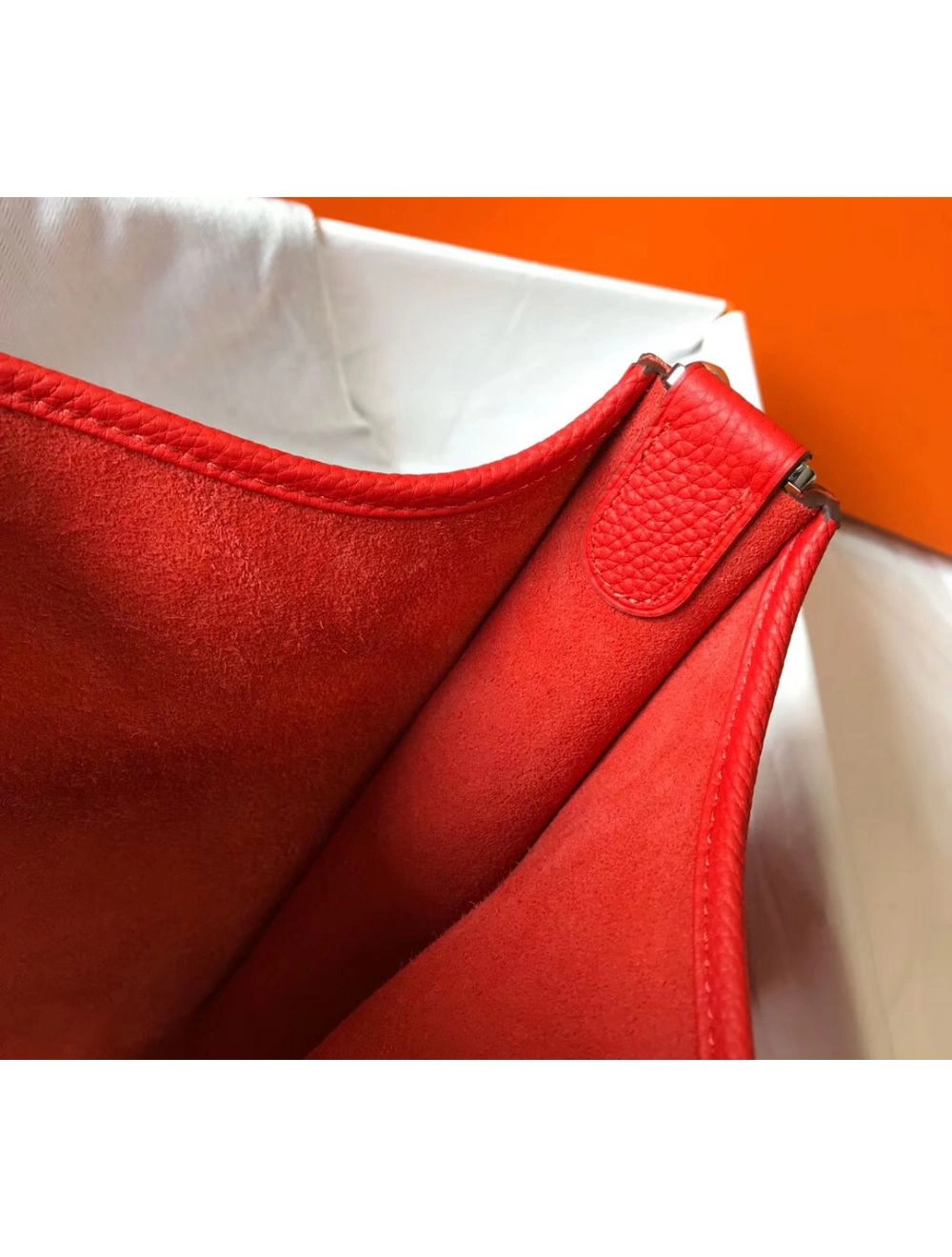 Hermes Evelyne III 29 PM Bag In Red Clemence Leather