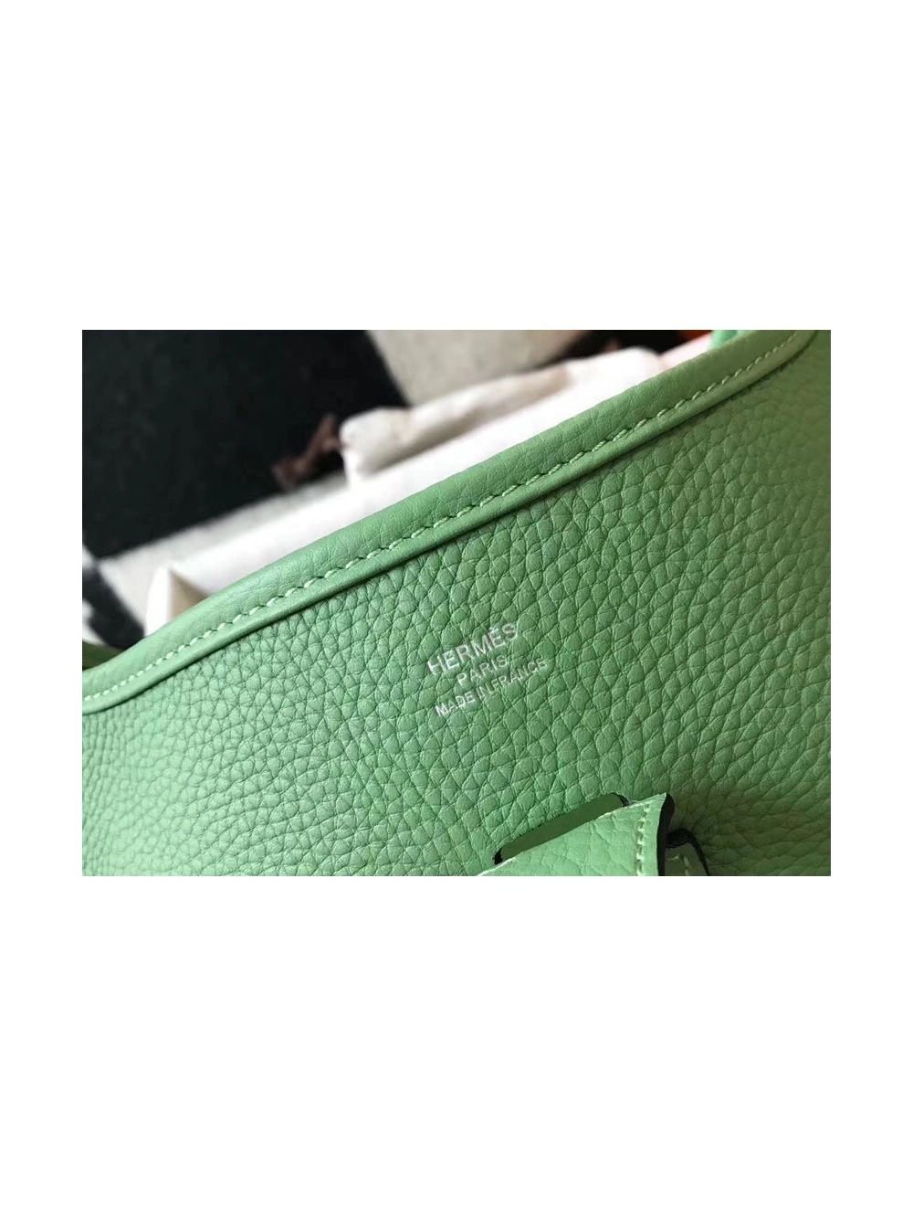 Hermes Evelyne III 29 PM Bag In Vert Criquet Clemence Leather