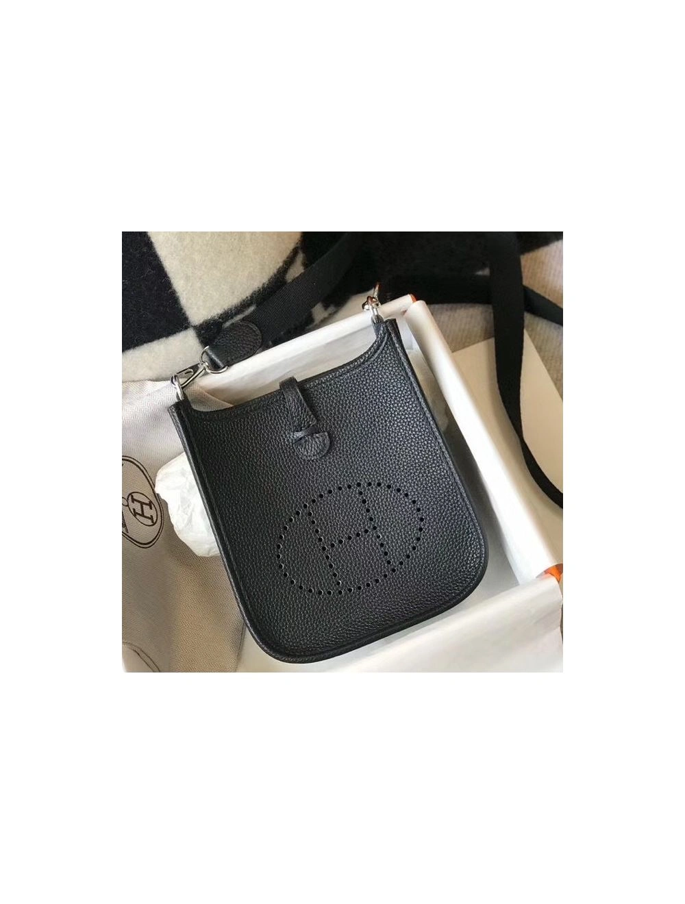Hermes Evelyne III TPM Bag In Black Clemence Leather