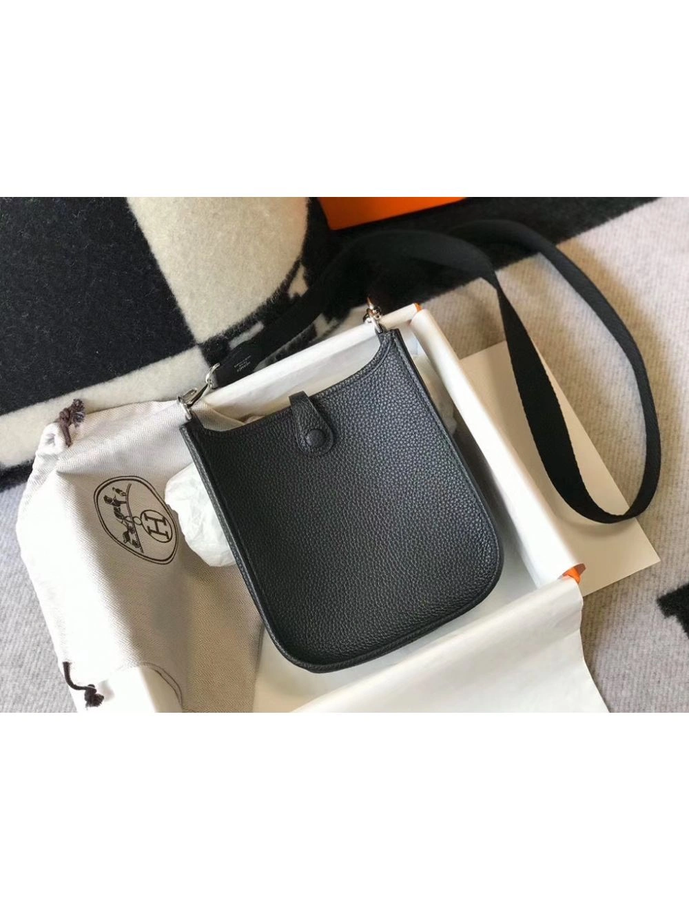 Hermes Evelyne III TPM Bag In Black Clemence Leather