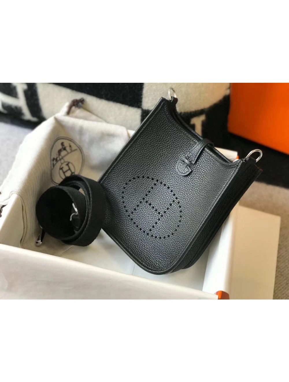 Hermes Evelyne III TPM Bag In Black Clemence Leather