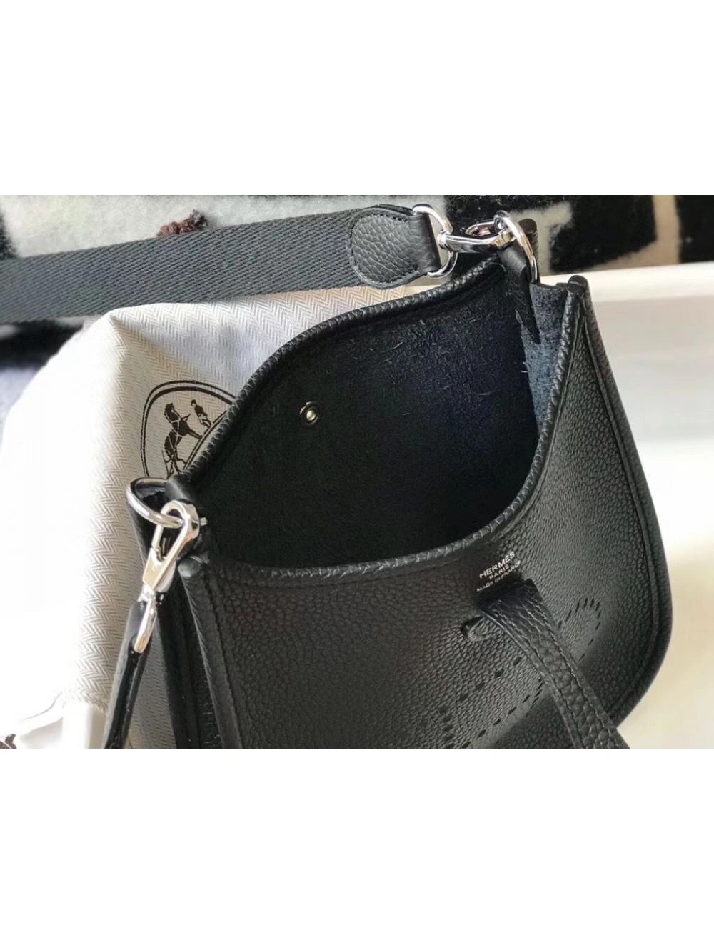 Hermes Evelyne III TPM Bag In Black Clemence Leather