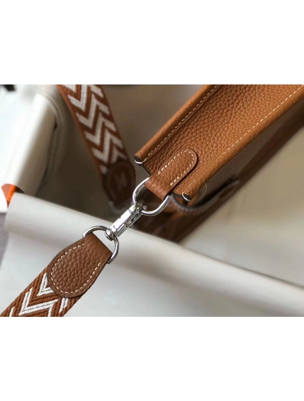 Hermes Evelyne III TPM Bag In Gold Clemence Leather