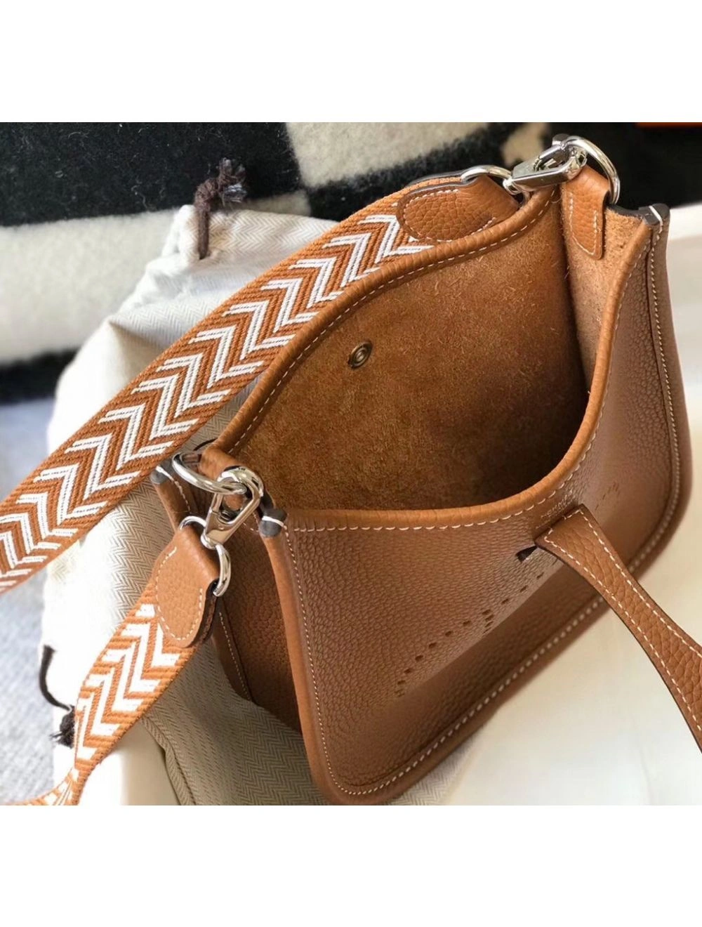 Hermes Evelyne III TPM Bag In Gold Clemence Leather