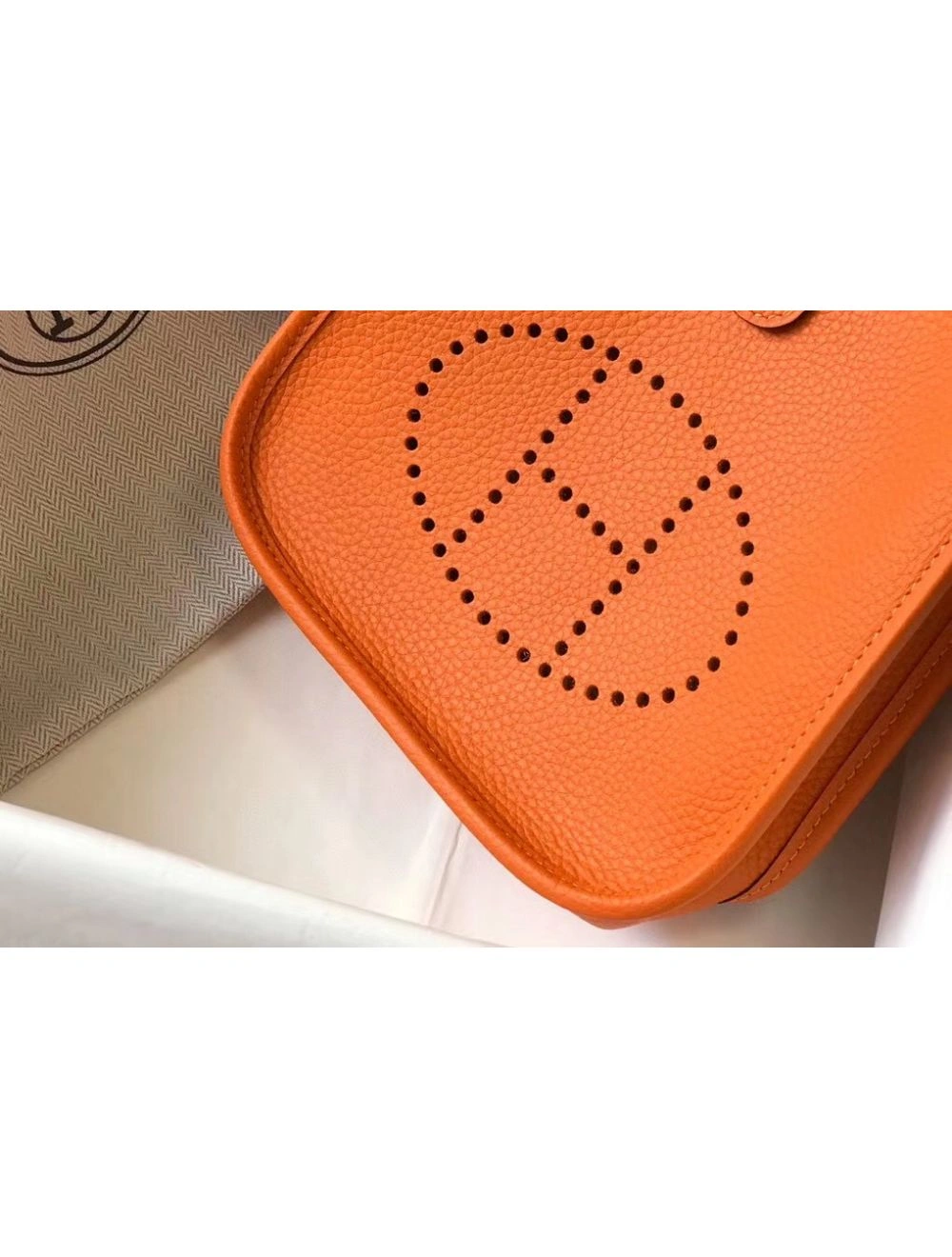 Hermes Evelyne III TPM Bag In Orange Clemence Leather