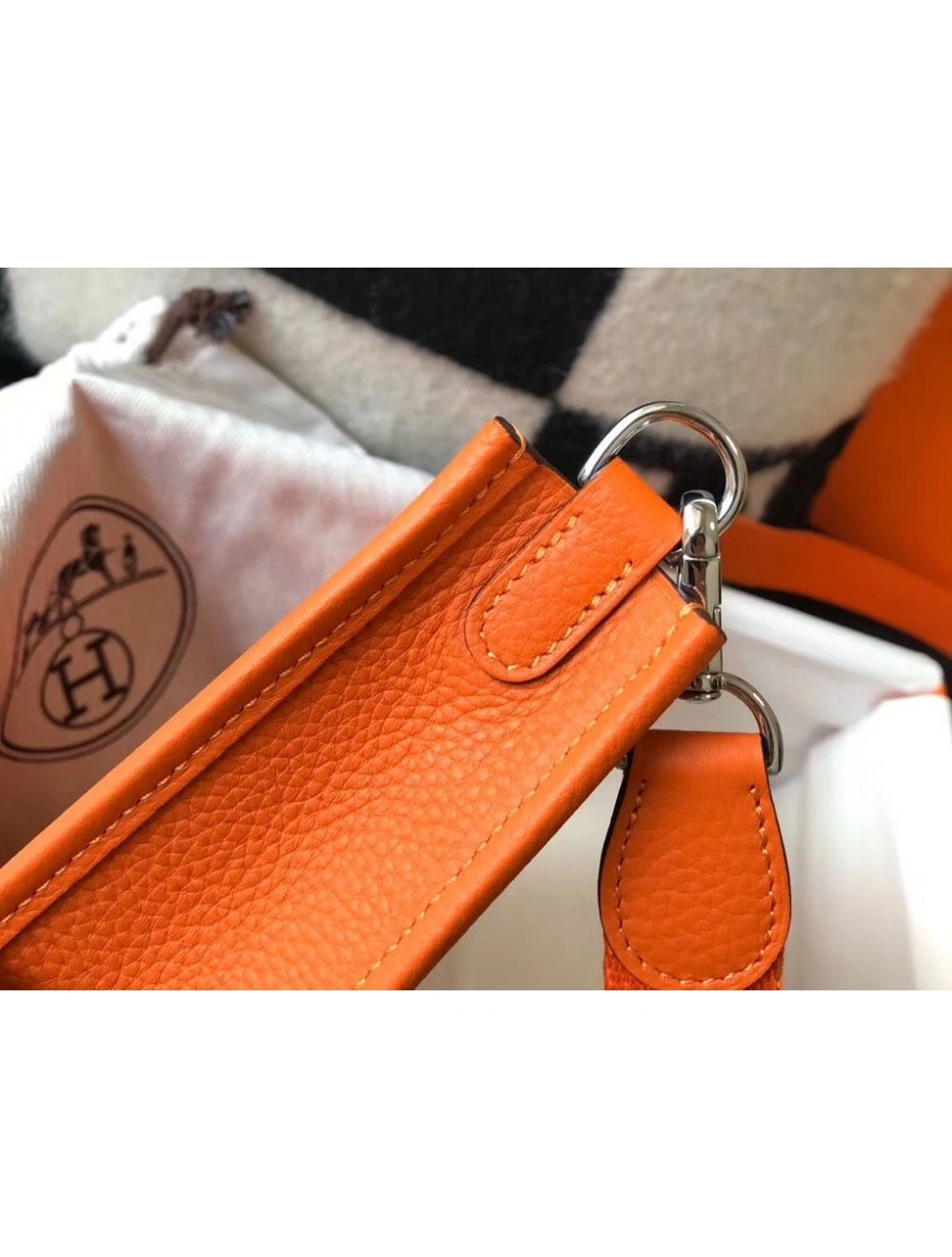 Hermes Evelyne III TPM Bag In Orange Clemence Leather