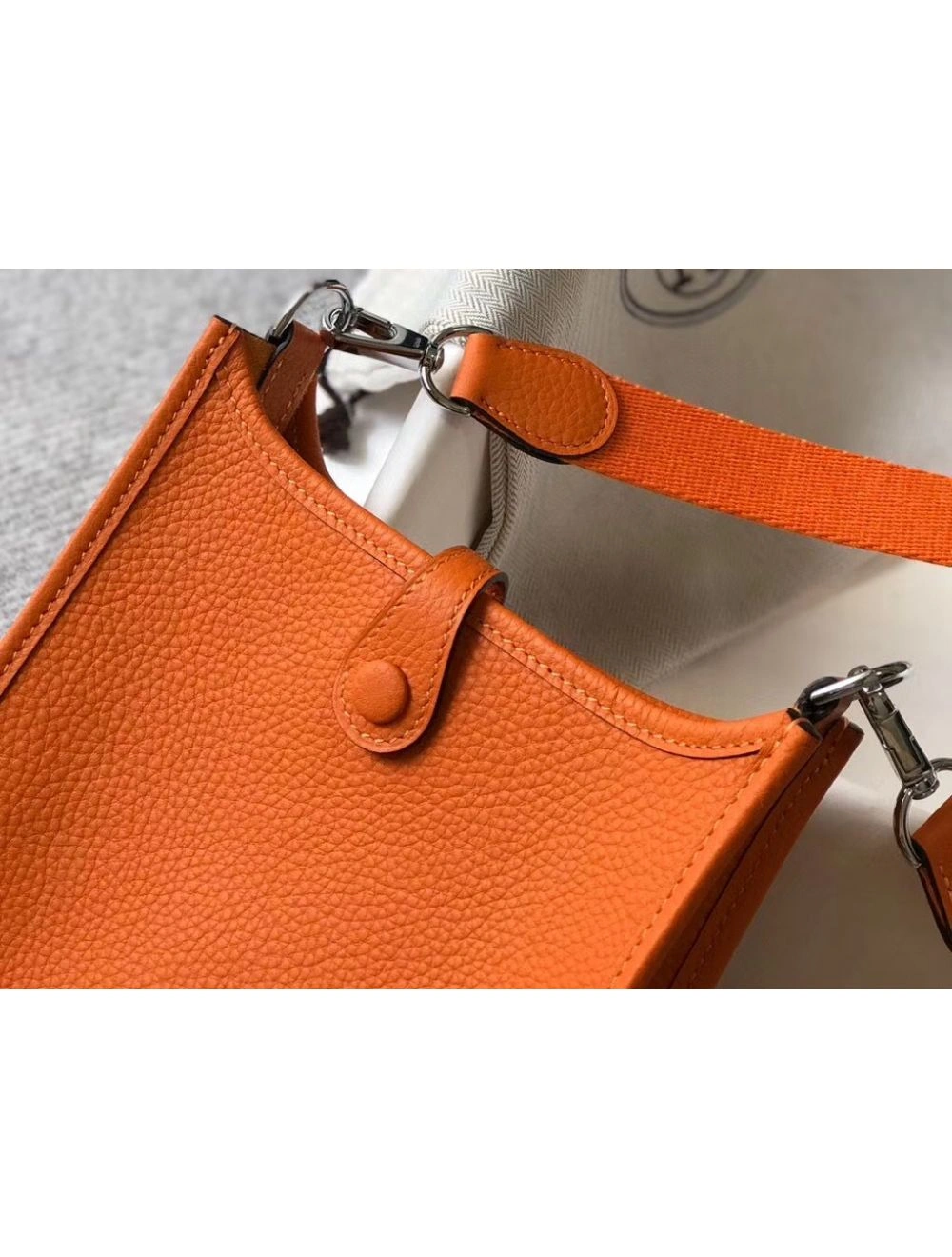 Hermes Evelyne III TPM Bag In Orange Clemence Leather