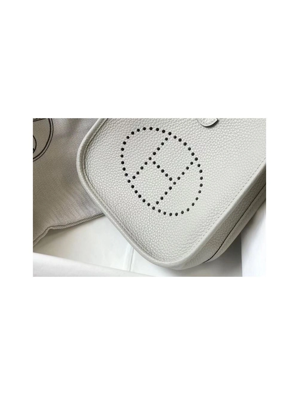 Hermes Evelyne III TPM Bag In Pearl Grey Clemence Leather