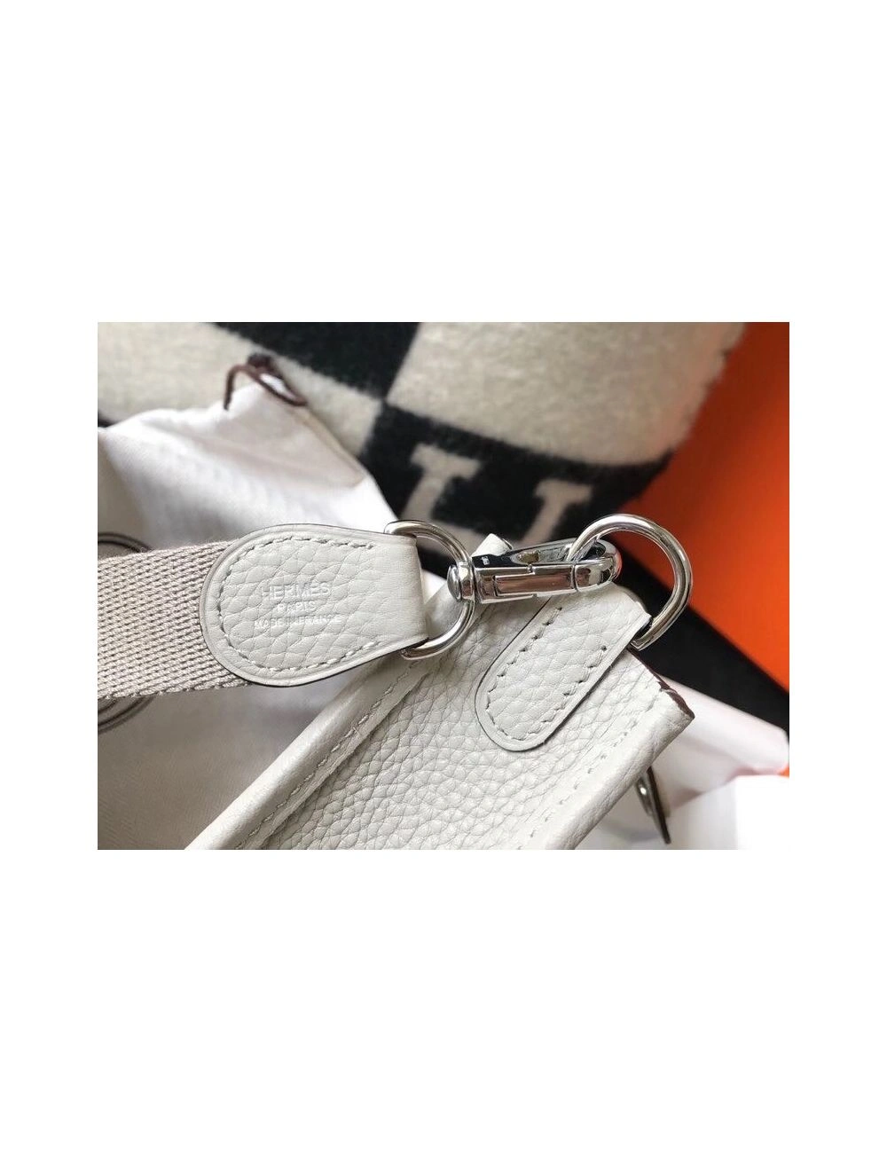 Hermes Evelyne III TPM Bag In Pearl Grey Clemence Leather