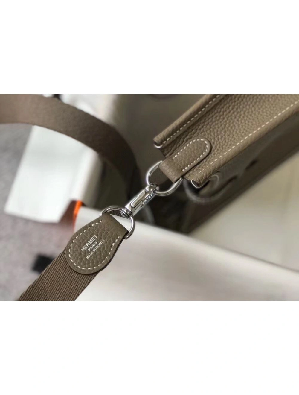 Hermes Evelyne III TPM Bag In Taupe Clemence Leather