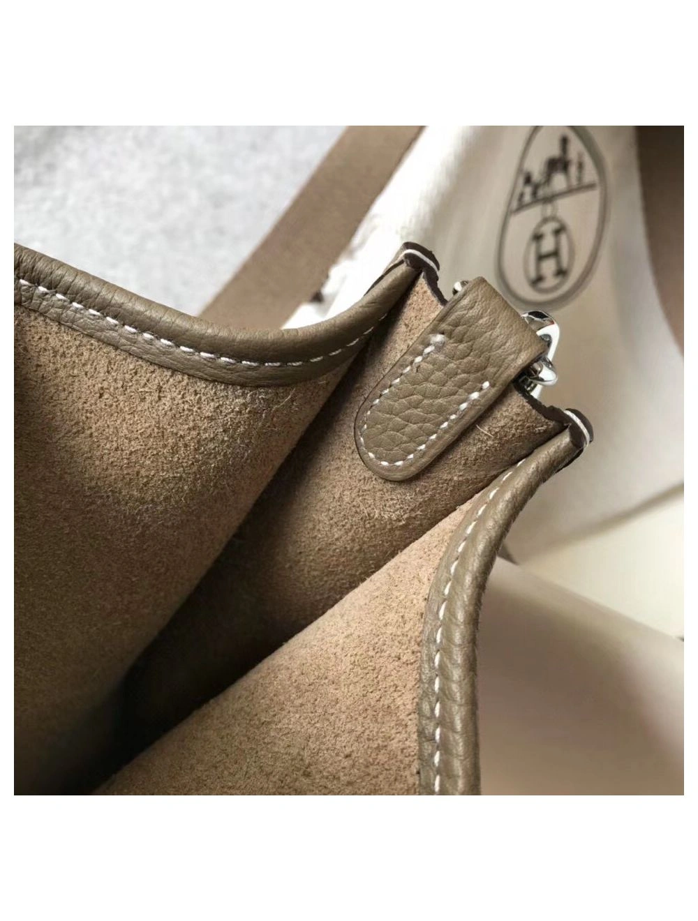 Hermes Evelyne III TPM Bag In Taupe Clemence Leather