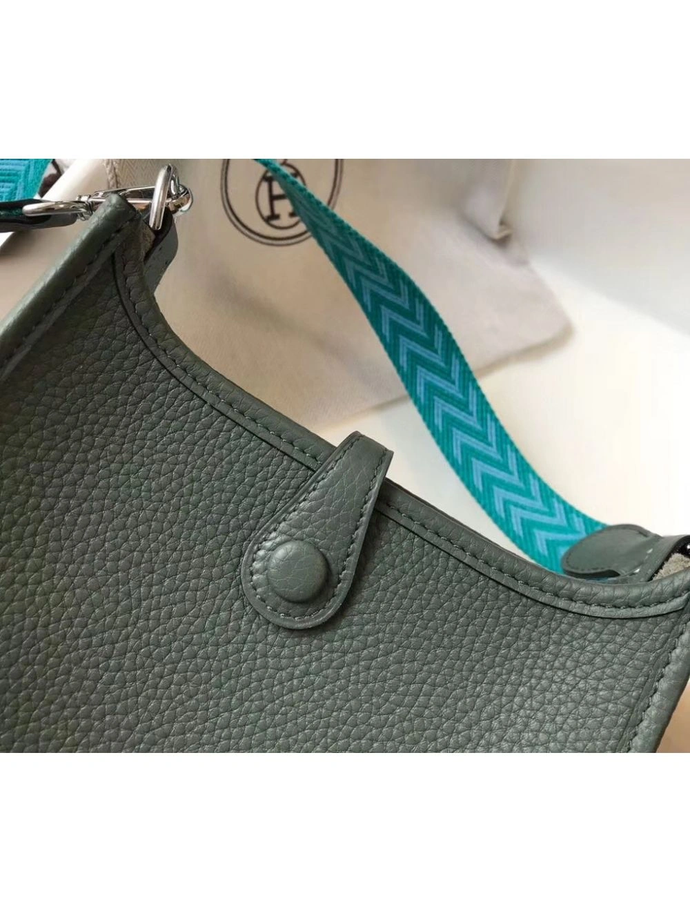Hermes Evelyne III TPM Bag In Vert Amande Clemence Leather