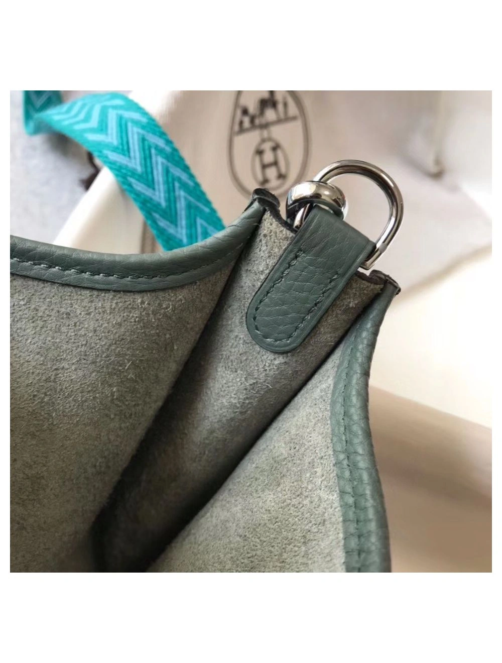 Hermes Evelyne III TPM Bag In Vert Amande Clemence Leather