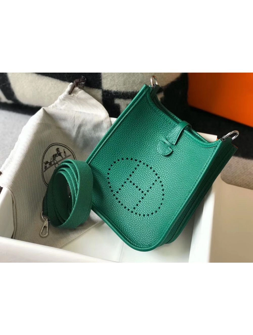 Hermes Evelyne III TPM Bag In Vert Vertigo Clemence Leather