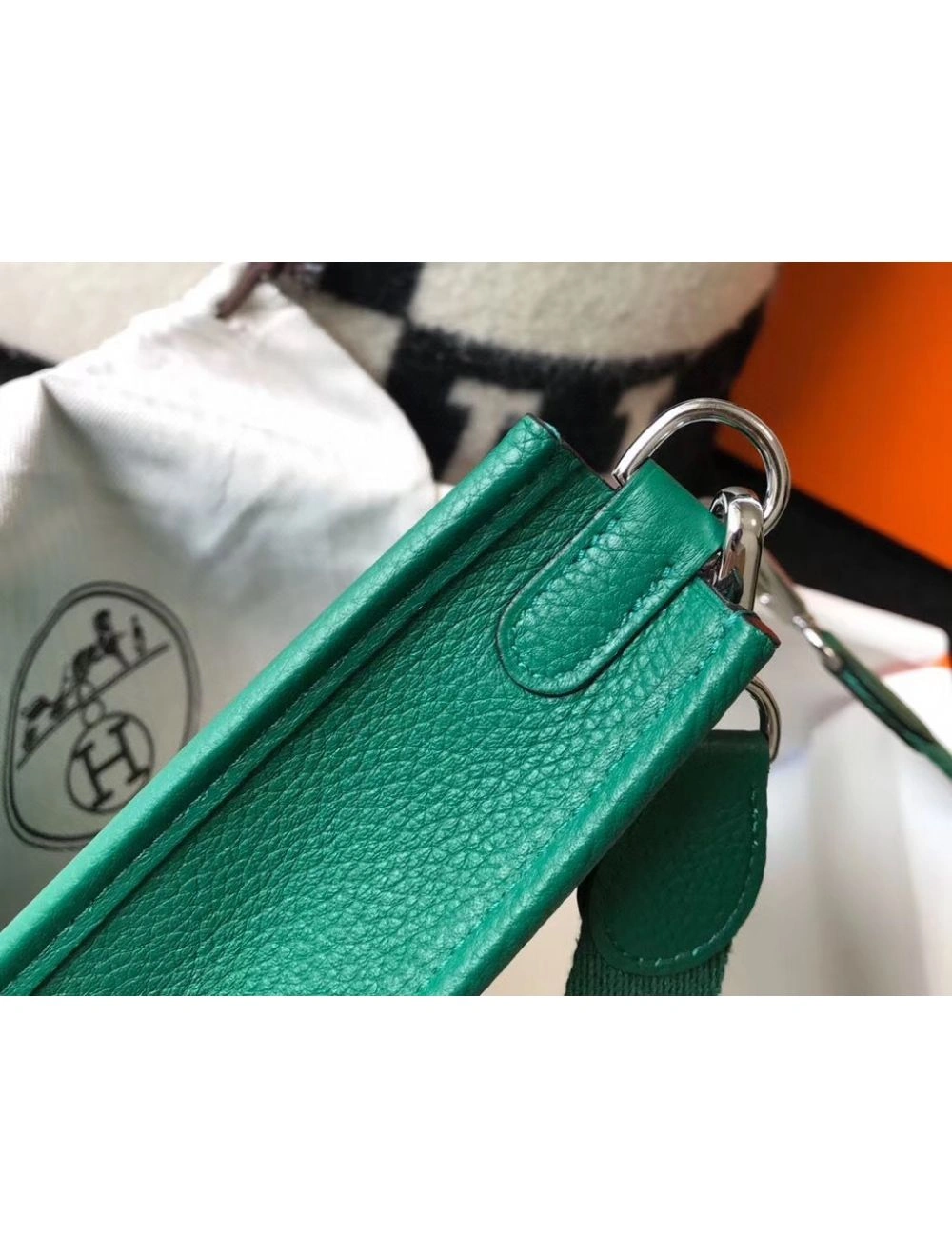 Hermes Evelyne III TPM Bag In Vert Vertigo Clemence Leather