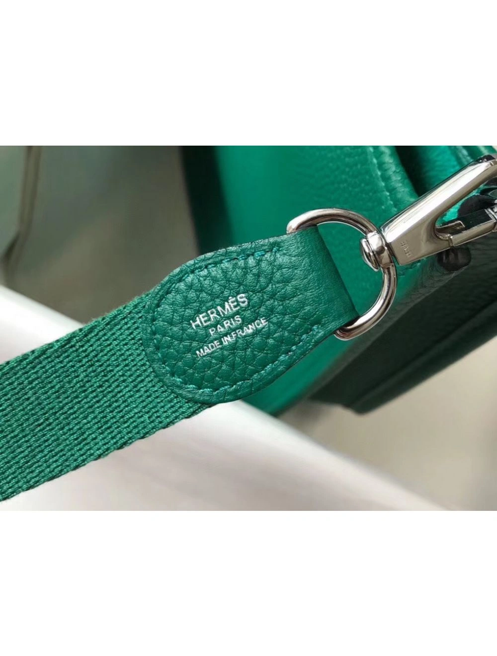Hermes Evelyne III TPM Bag In Vert Vertigo Clemence Leather