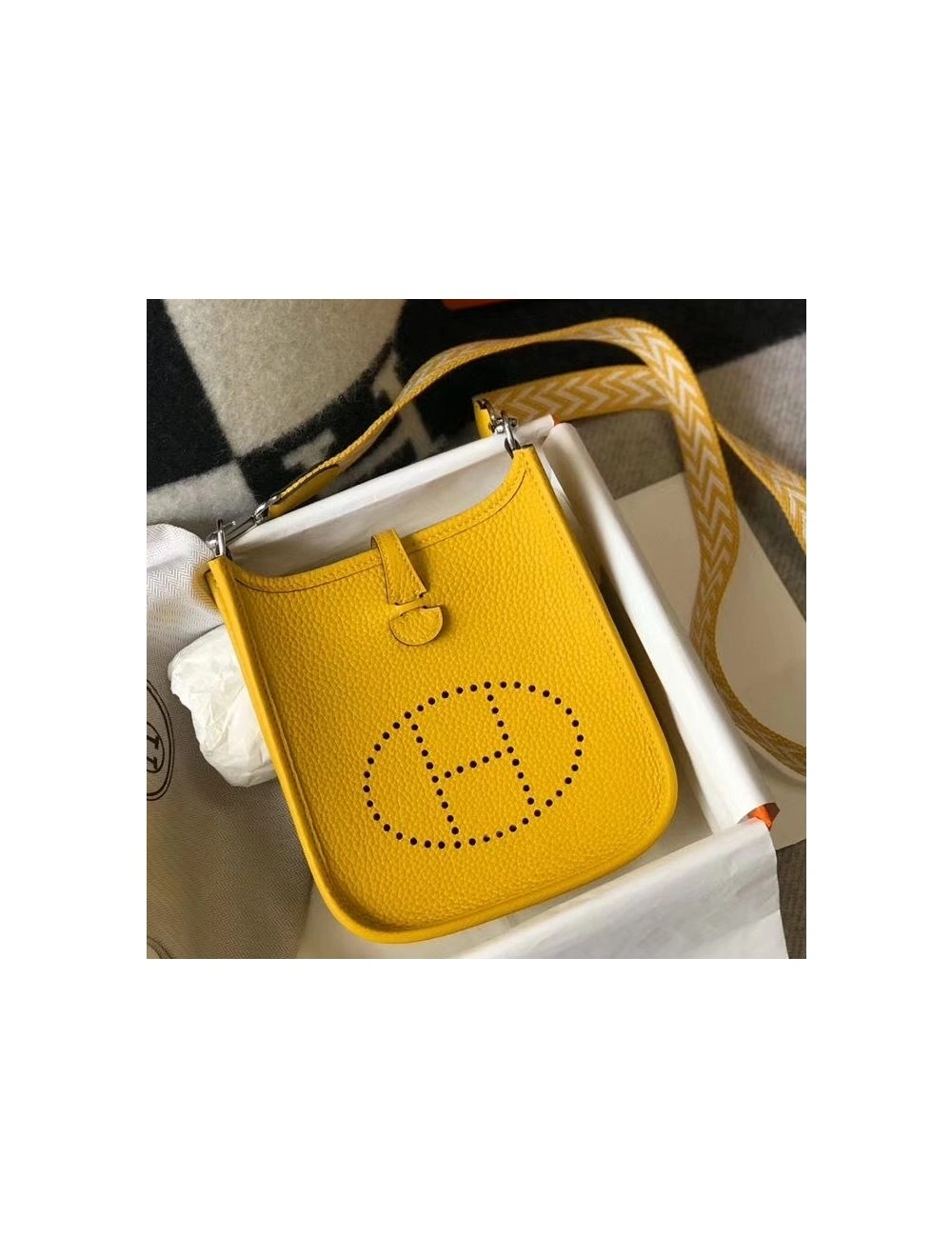 Hermes Evelyne III TPM Bag In Yellow Clemence Leather