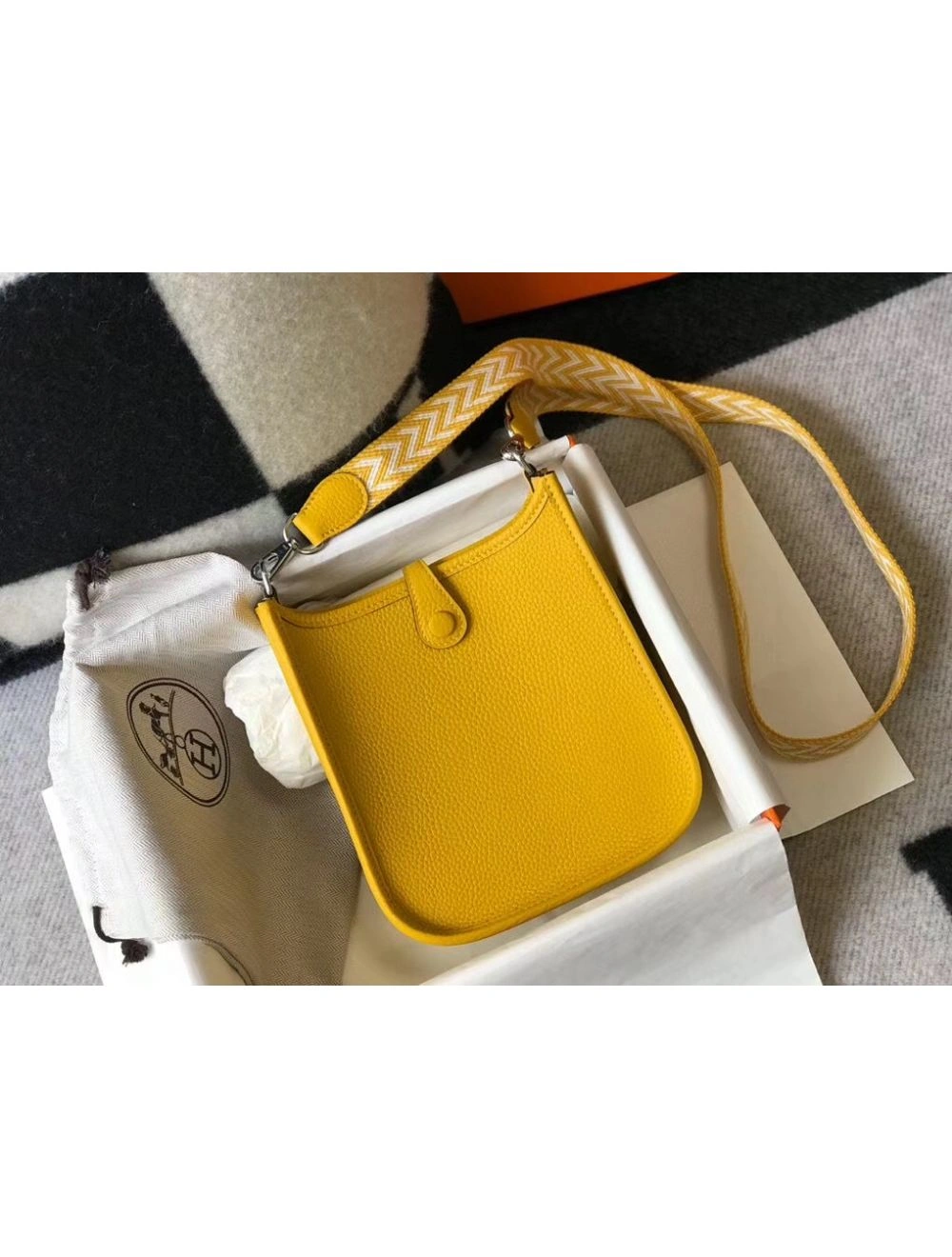 Hermes Evelyne III TPM Bag In Yellow Clemence Leather