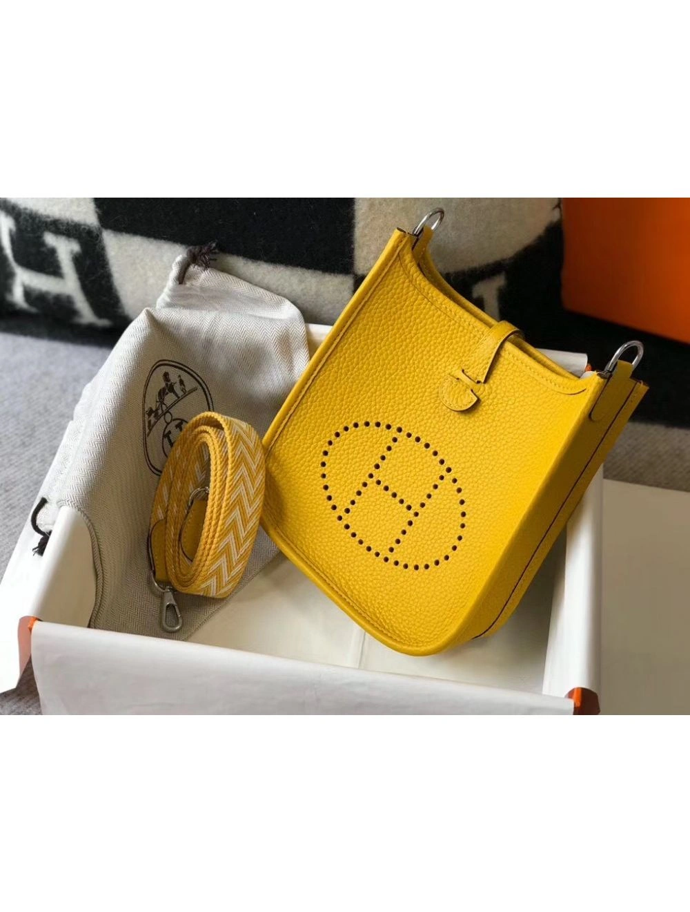 Hermes Evelyne III TPM Bag In Yellow Clemence Leather