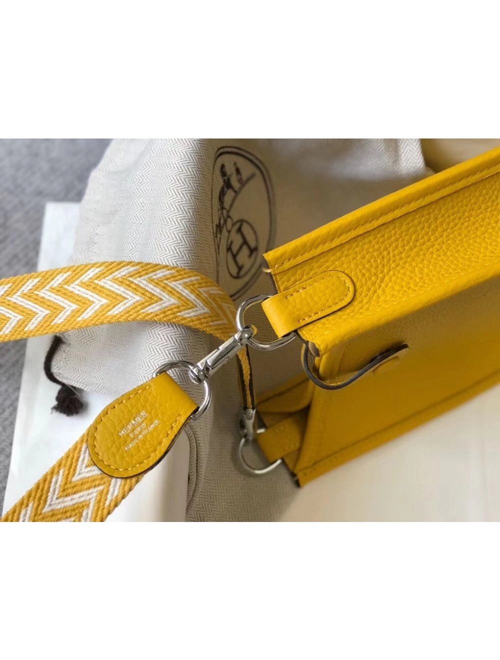 Hermes Evelyne III TPM Bag In Yellow Clemence Leather