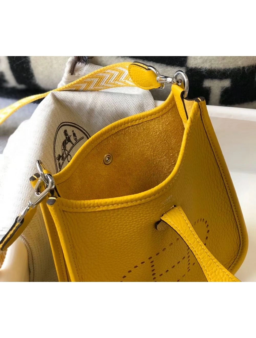 Hermes Evelyne III TPM Bag In Yellow Clemence Leather