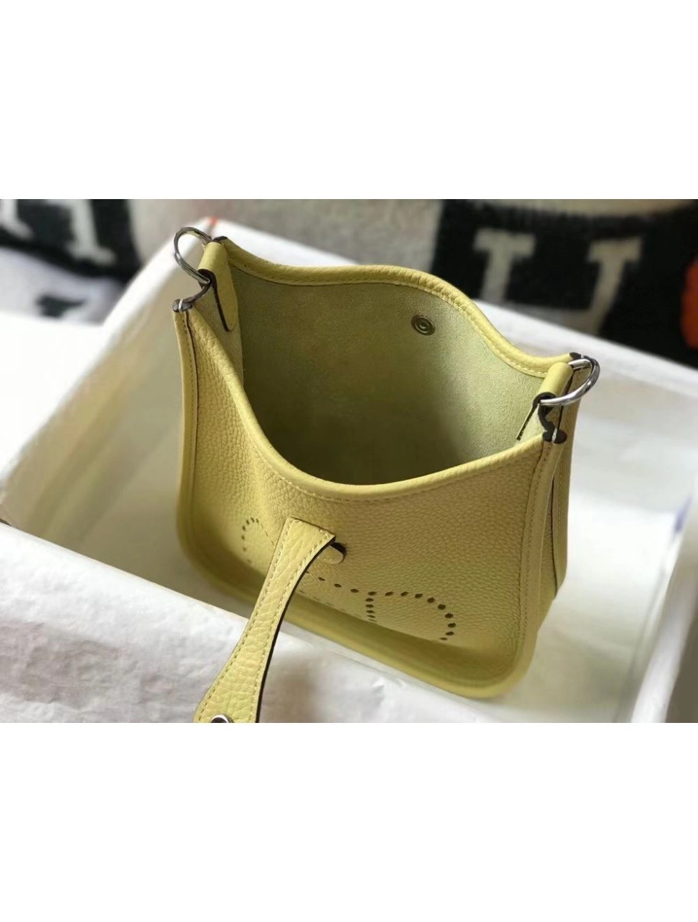 Hermes Evelyne III TPM Mini Bag In Jaune Poussin Clemence Leather