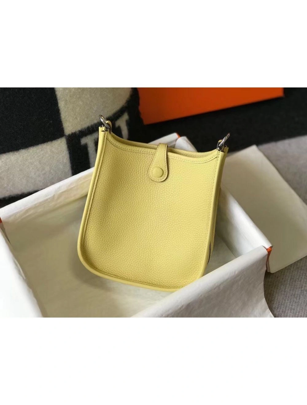 Hermes Evelyne III TPM Mini Bag In Jaune Poussin Clemence Leather