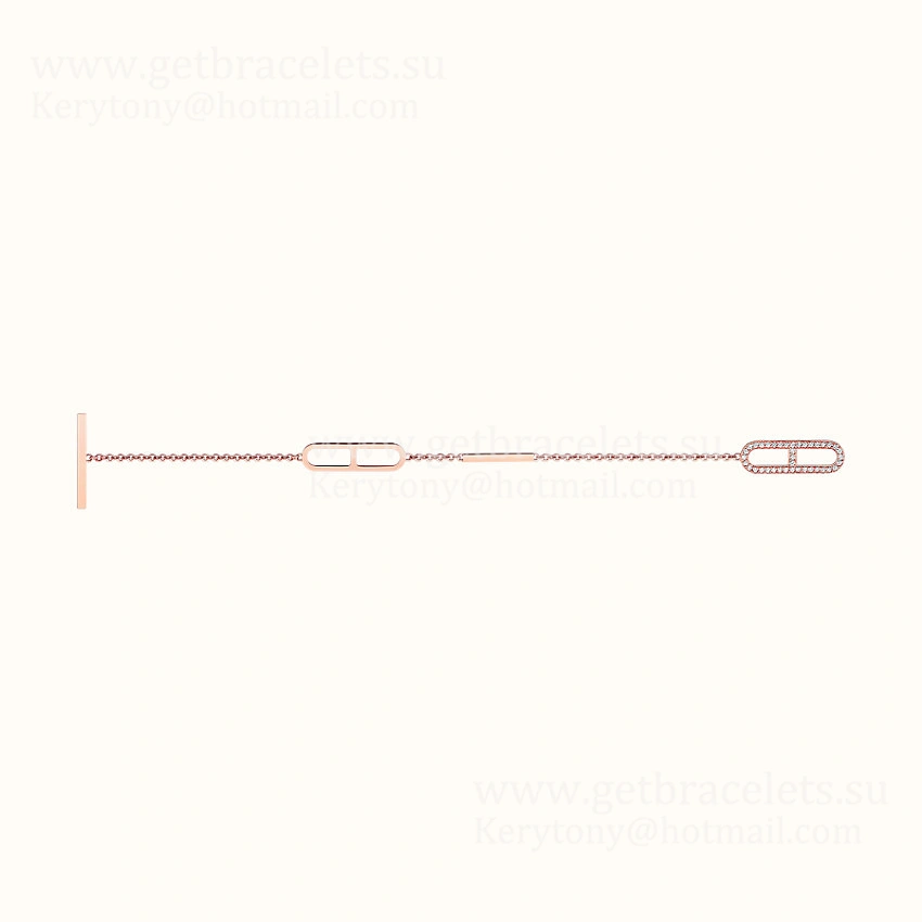 Hermes Ever Chaine D’Ancre Chain Bracelet With Diamonds White Gold Pink Gold 2021 Fashion